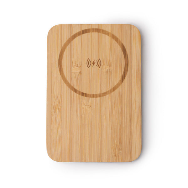 Stamina Yokas bamboo and recycled aluminium power bank in beige, ready for logo printing