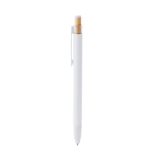 Stamina Kean recycled aluminium and bamboo ball pen in white, ready for logo printing