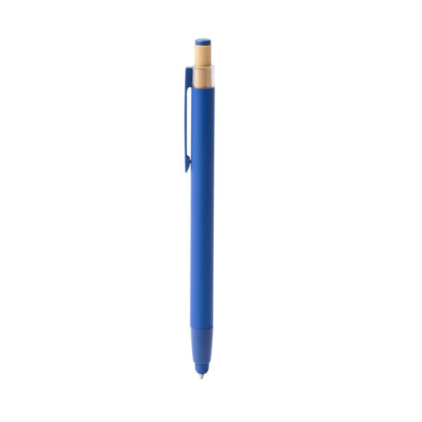 Stamina Kean recycled aluminium and bamboo ball pen in royal blue, ready for logo printing