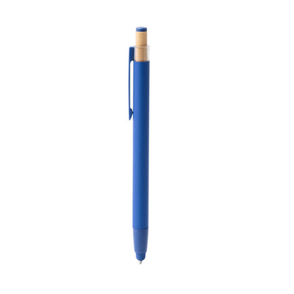 Stamina Kean recycled aluminium and bamboo ball pen in royal blue, ready for logo printing
