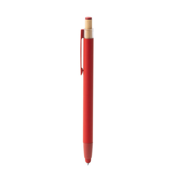 Stamina Kean recycled aluminium and bamboo ball pen in red, ready for logo printing