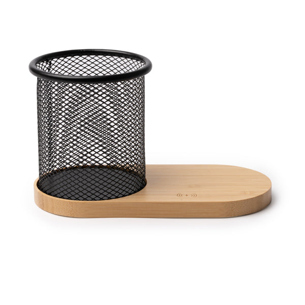 Stamina Costelo metal and bamboo charger in beige, ready for laser engraving