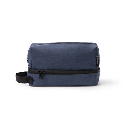 Stamina Bradex 600D RPET and PEVA toiletry bag in heather denim, ready for logo printing