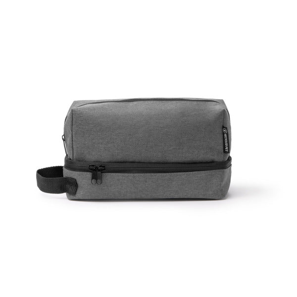 Stamina Bradex 600D RPET and PEVA toiletry bag in heather grey, ready for logo printing