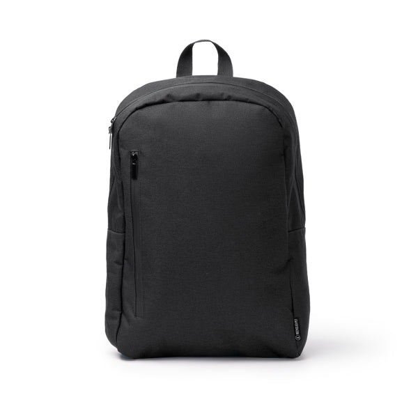 Stamina Sakman 300D RPET and PVC backpack in black, ready for logo printing