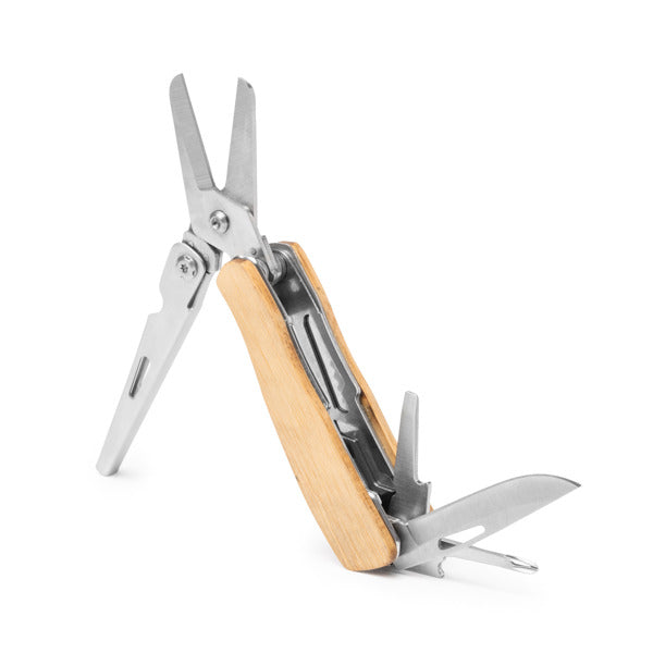 Stamina Fusco stainless steel and bamboo multi-tool, ready for laser engraving