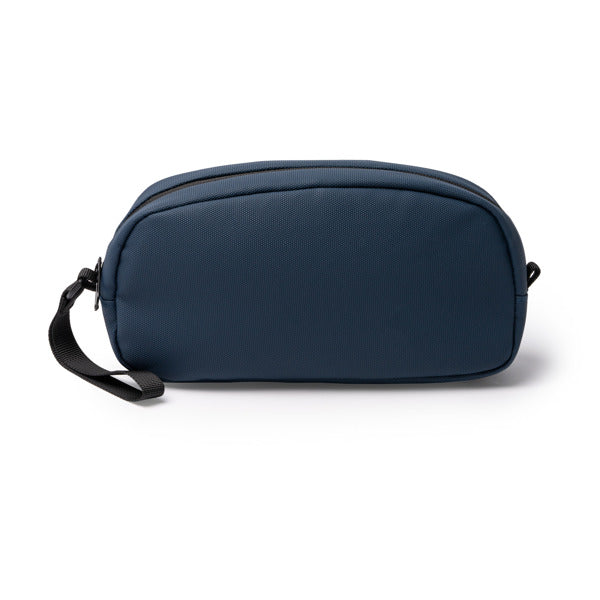 Stamina Volox PU leather toiletry bag in navy blue, ready for logo printing
