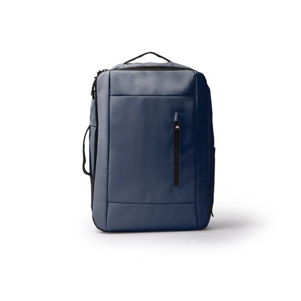 Stamina Beria PU leather and 210D backpack in navy blue, ready for logo printing