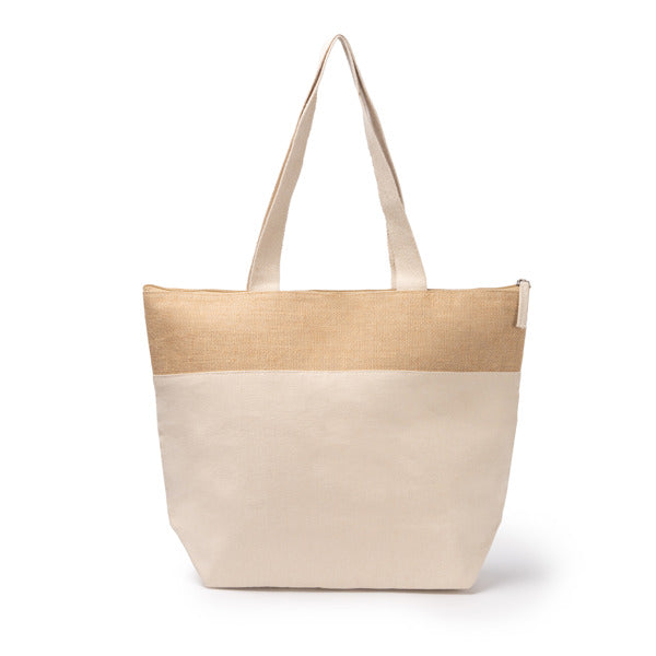 Stamina Morea cotton and jute cooler bag in beige, ready for logo printing