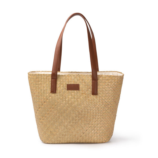Stamina Miyako straw tote bag in beige, ready for laser engraving