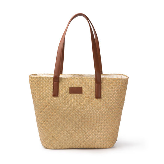 Stamina Miyako straw tote bag in beige, ready for laser engraving