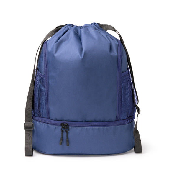 Stamina Deboer 600D RPET drawstring bag in navy blue, ready for logo printing