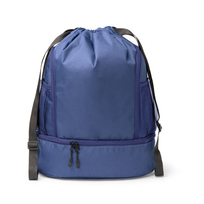 Stamina Deboer 600D RPET drawstring bag in navy blue, ready for logo printing