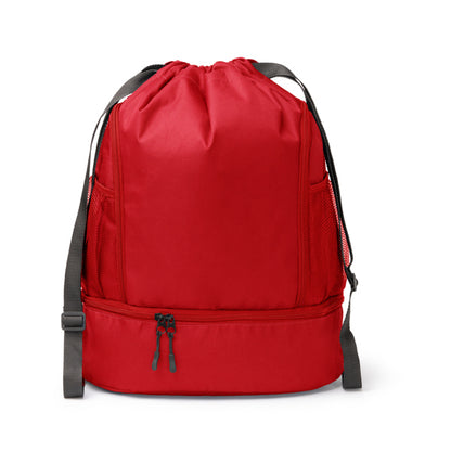 Stamina Deboer 600D RPET drawstring bag in red, ready for logo printing