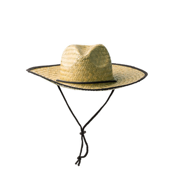 Stamina Mundak straw and polyester hat in black, ready for logo printing