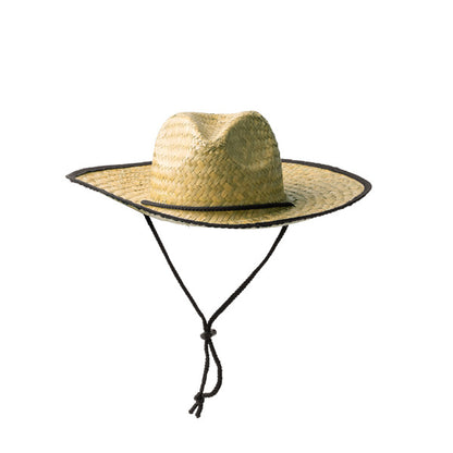 Stamina Mundak straw and polyester hat in black, ready for logo printing