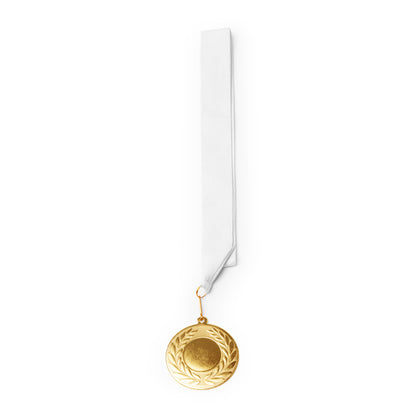 Stamina Ledeki metal medal in white, ready for laser engraving