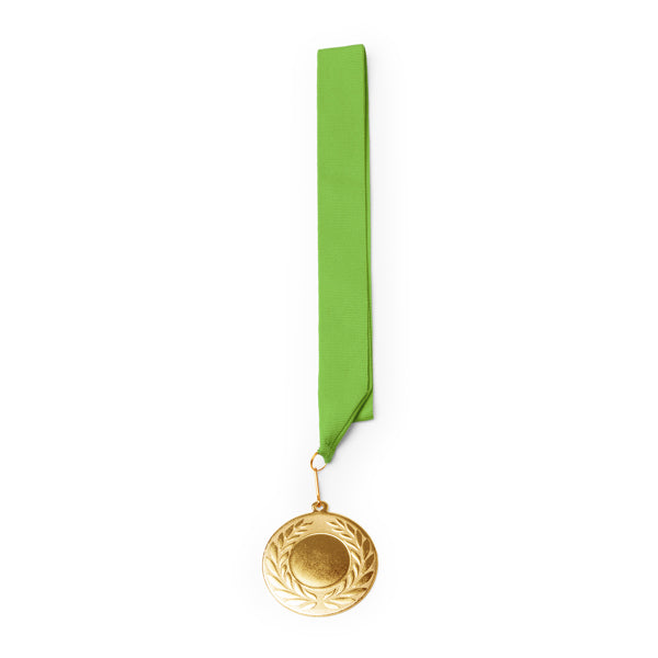 Stamina Ledeki metal medal in fern green, ready for laser engraving