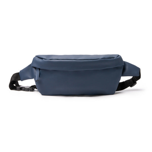 Stamina Zumel PU leather and RPET belt pouch in navy blue, ready for logo printing