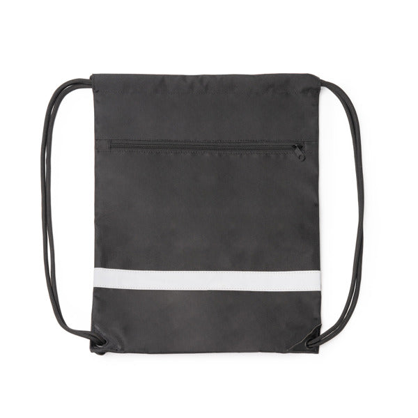 Stamina Lucio 300D RPET drawstring bag in black, ready for logo printing