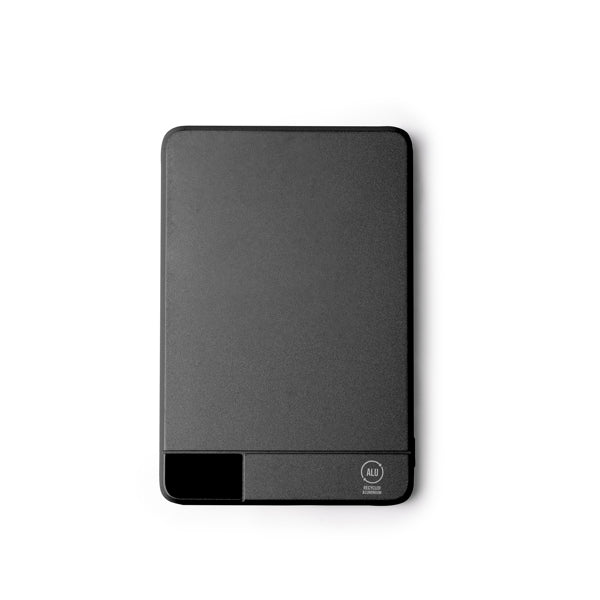 Stamina Promax recycled aluminium and PC power bank 5000 mAh in black, ready for laser engraving