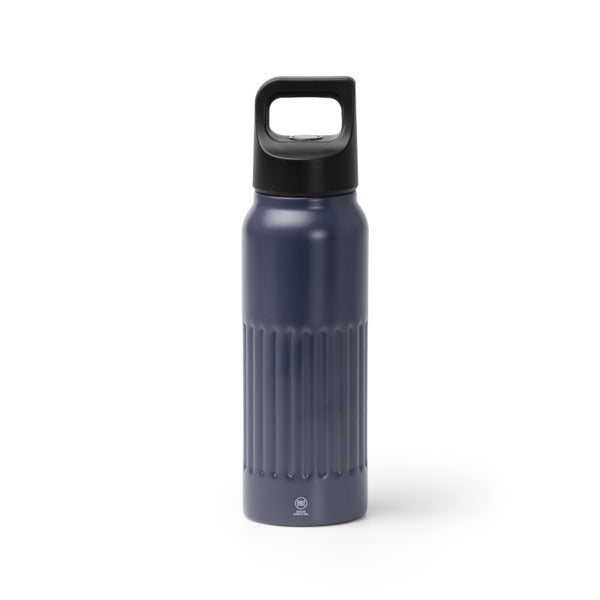 Stamina Moroni recycled stainless steel vacuum flask in navy blue, ready for laser engraving
