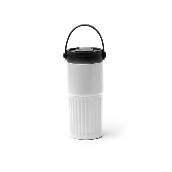 Stamina Tumbat recycled stainless steel thermal cup 600 ml in white, ready for laser engraving