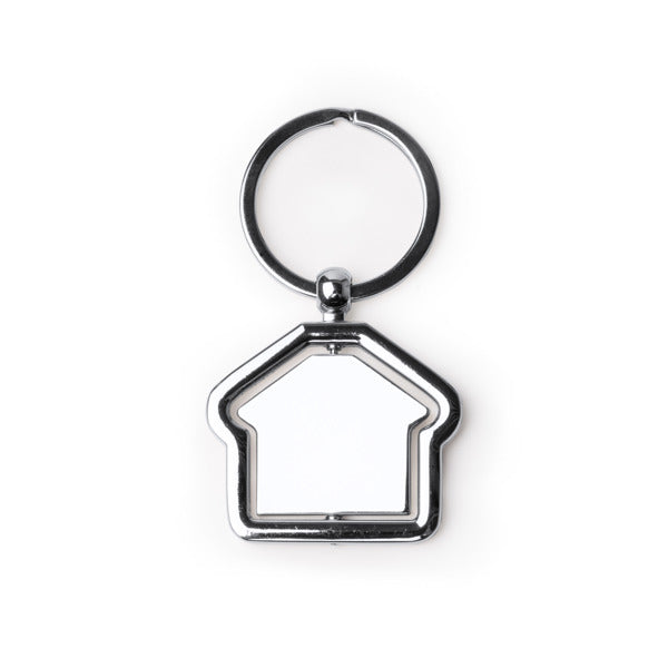 Stamina Tudor rotating metal keyring in silver, ready for laser engraving