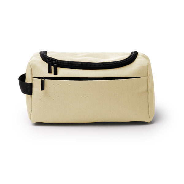 Stamina Tasker 600D RPET toiletry bag in beige, ready for logo printing