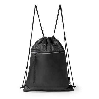 Stamina Maskot 210D RPET drawstring bag in black, ready for logo printing