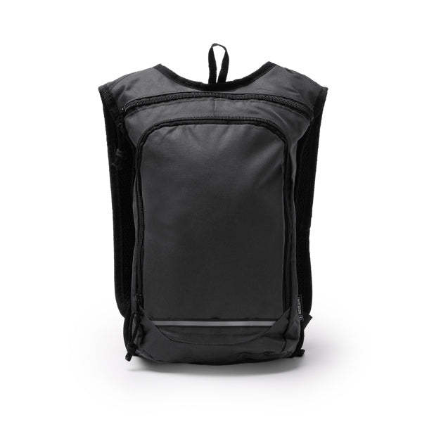 Stamina Fischer 600D RPET backpack in black, ready for logo printing