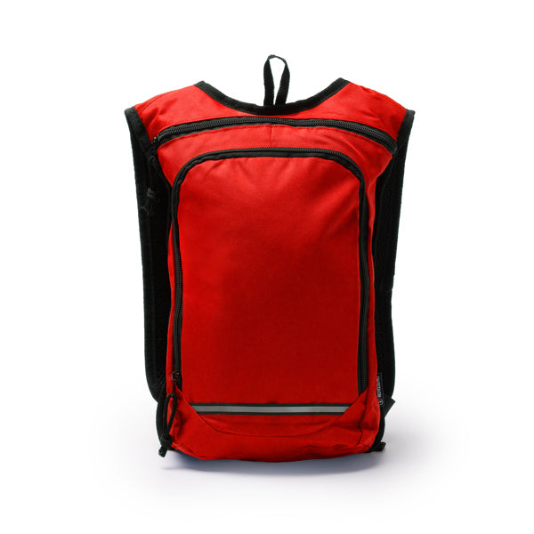 Stamina Fischer 600D RPET backpack in red, ready for logo printing