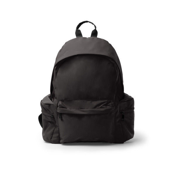 Stamina Hurley 420D recycled nylon backpack in black, ready for logo printing