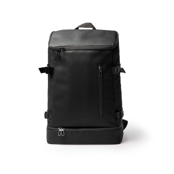 Stamina Frilux PU leather backpack in black, ready for logo printing