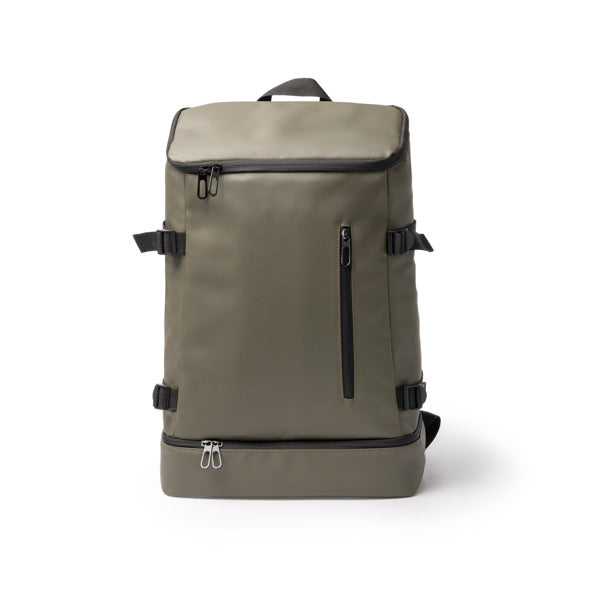 Stamina Frilux PU leather backpack in dark green, ready for logo printing