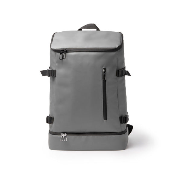 Stamina Frilux PU leather backpack in grey, ready for logo printing