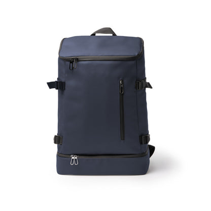 Stamina Frilux PU leather backpack in navy blue, ready for logo printing