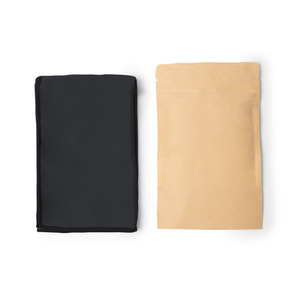 Stamina Vezali RPET towel in black, ready for logo printing