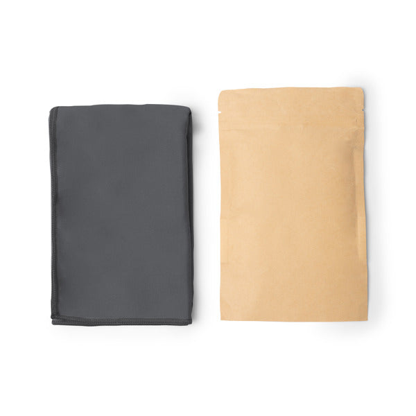 Stamina Vezali RPET towel in dark lead, ready for logo printing