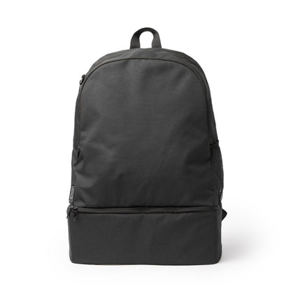 Stamina Cambel 600D RPET backpack in black, ready for logo printing