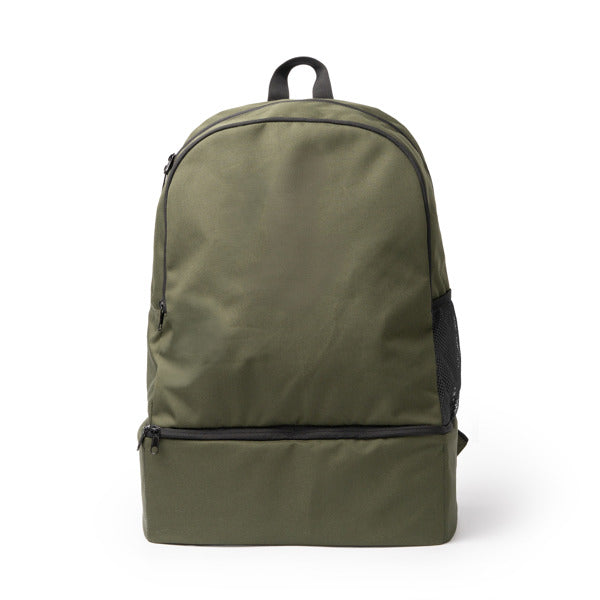 Stamina Cambel 600D RPET backpack in dark green, ready for logo printing