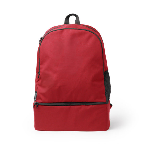 Stamina Cambel 600D RPET backpack in red, ready for logo printing