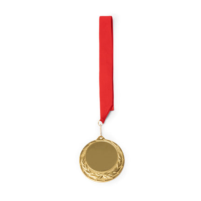 Stamina Dresel metal medal in red, ready for laser engraving