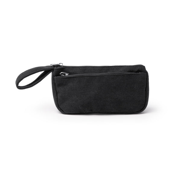 Stamina Ferez corduroy toiletry bag in black, ready for logo printing
