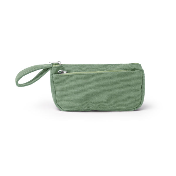 Stamina Ferez corduroy toiletry bag in sage green, ready for logo printing