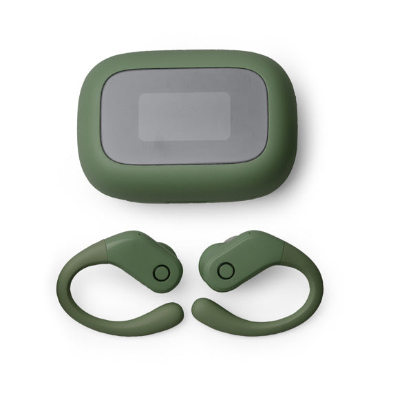 Stamina Sandes aBS earbuds in dark green, ready for logo printing