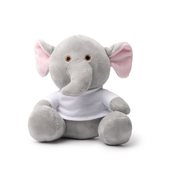 Stamina Lenny plush soft toy with T-shirt in elefante, ready for logo printing