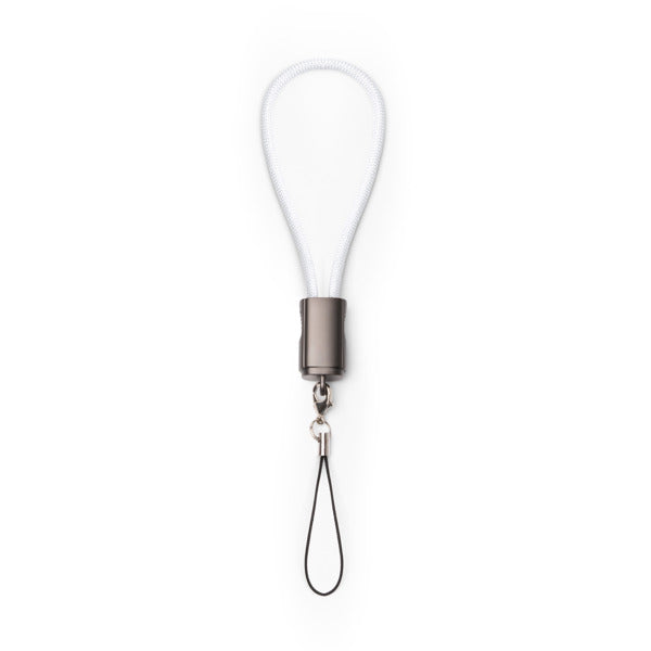 Stamina Cebuk nylon and zinc alloy charging cable in white, ready for laser engraving