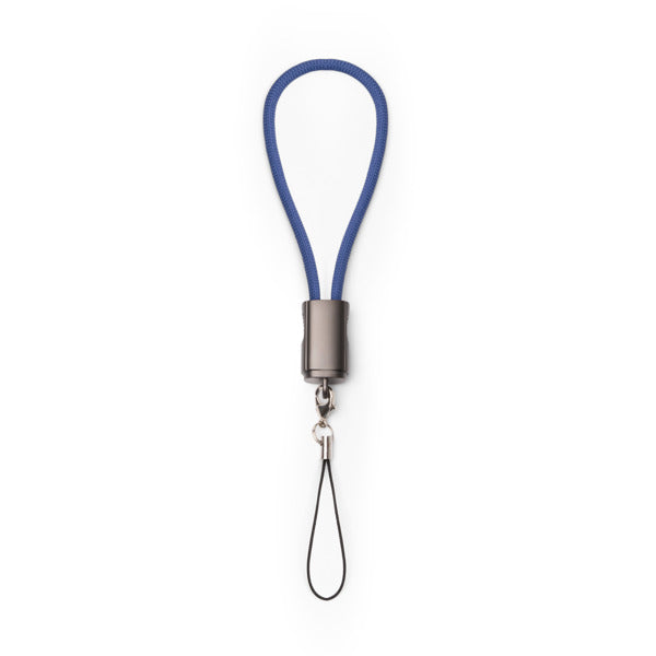 Stamina Cebuk nylon and zinc alloy charging cable in navy blue, ready for laser engraving