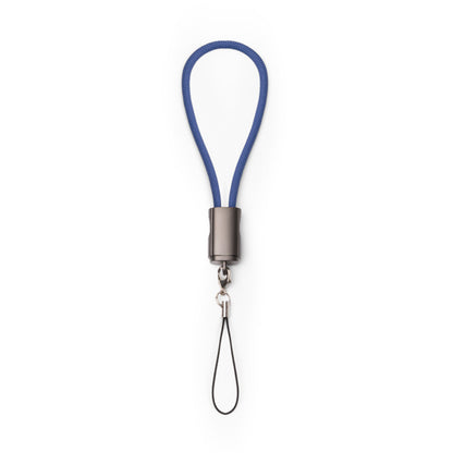 Stamina Cebuk nylon and zinc alloy charging cable in navy blue, ready for laser engraving